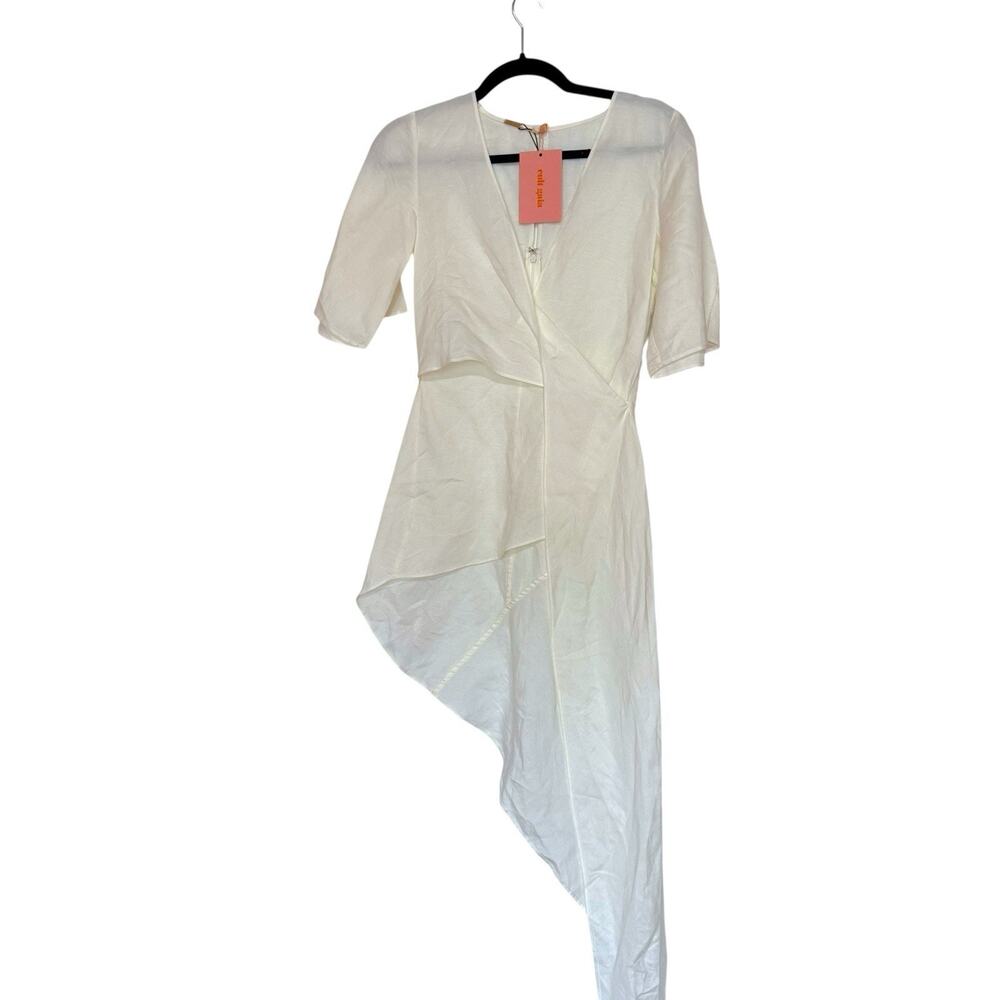 Cult Gaia Selena Asymmetrical Wrap Top Off White Size XS Linen Minimal Lagenlook
